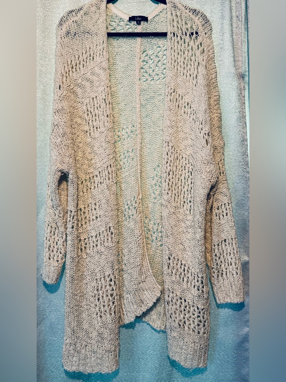Lulu's Crochet it Ain't So Ivory Oversized Cardigan Sweater - Picture 6 of 8